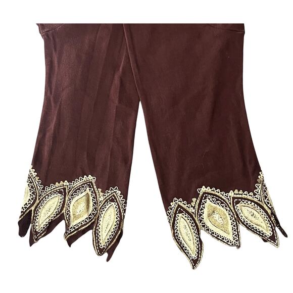 MKM DESIGNS LONG SLV SCOOP NECK PULL-OVER BLOUSE, WOMENS, 1X, BROWN W/GOLD DECOR - Picture 7 of 10